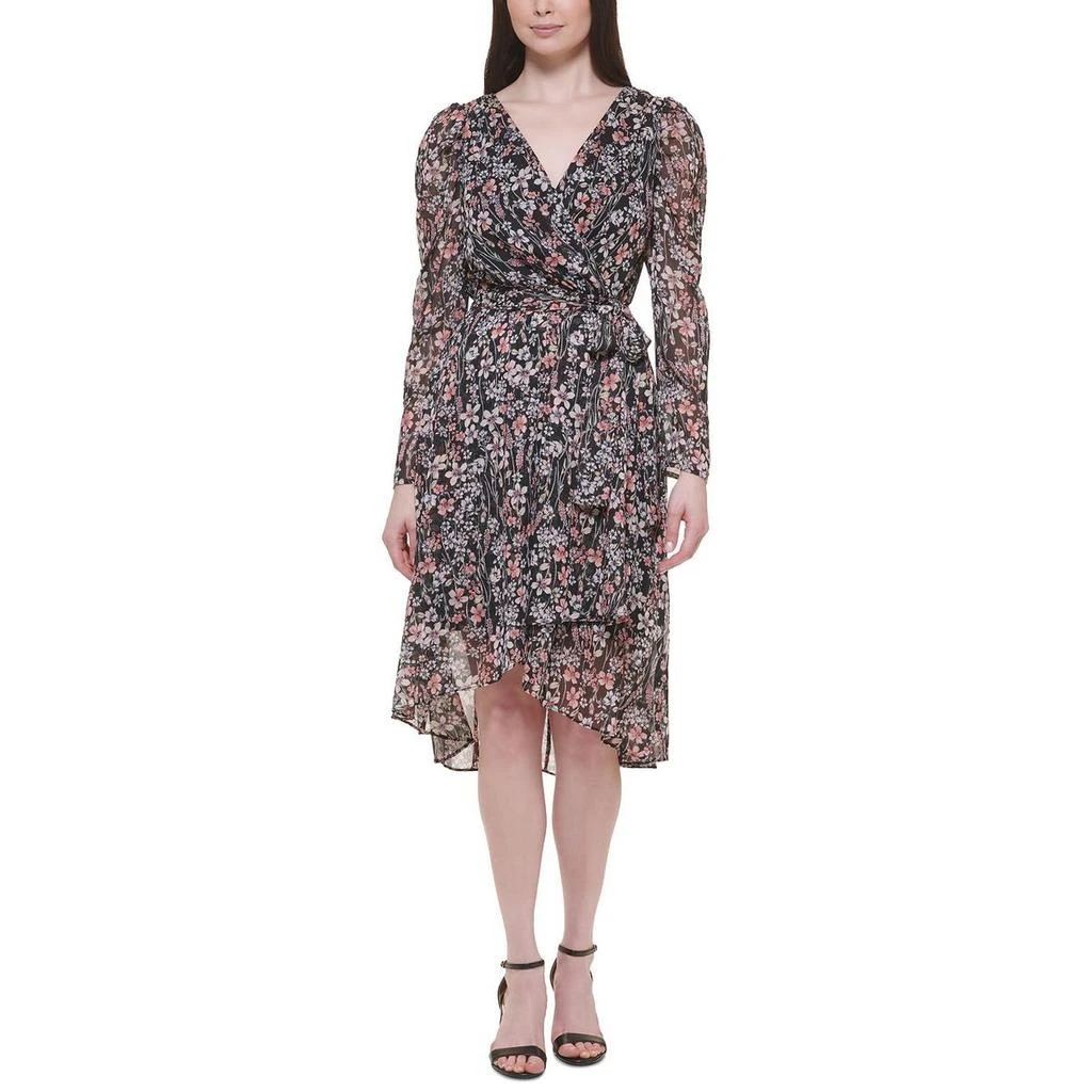 商品Tommy Hilfiger|Tommy Hilfiger Womens Petites Chiffon Floral Midi Dress,价格¥54,第1张图片