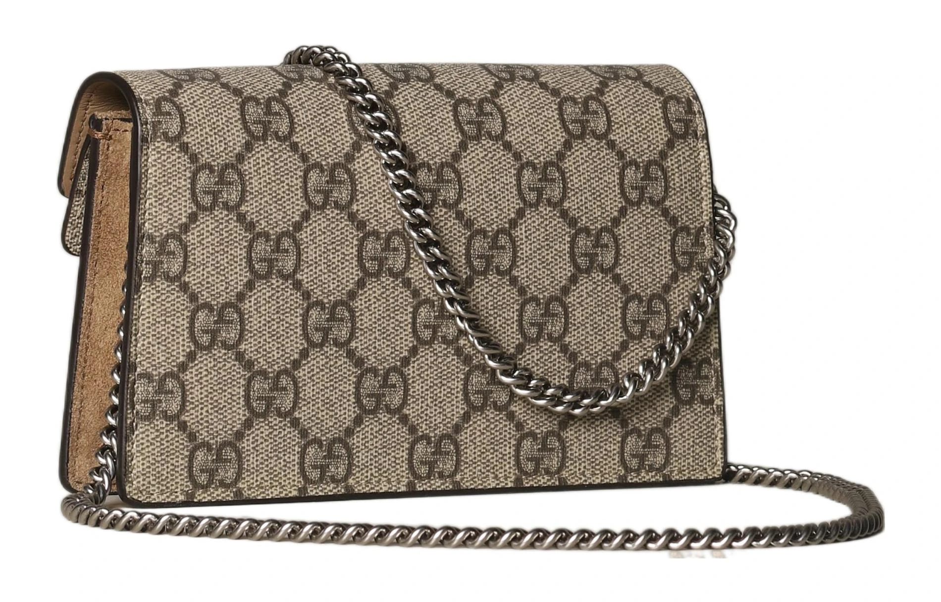 商品[国内直发] Gucci|古驰 Dionysus 酒神 虎头扣老花Logo 帆布拼皮 斜挎单肩包 超迷你 女款 乌木色,价格¥6683,第4张图片详细描述