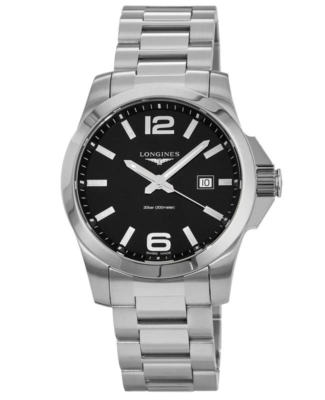 商品Longines|Longines Conquest Quartz Black Dial Steel Men's Watch L3.760.4.56.6,价格¥6179,第1张图片