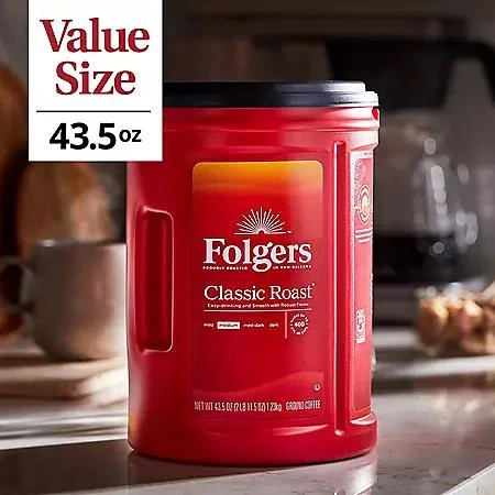 商品Folgers|Folgers Classic Medium Roast Ground Coffee, 43.5 oz.,价格¥122,第5张图片详细描述