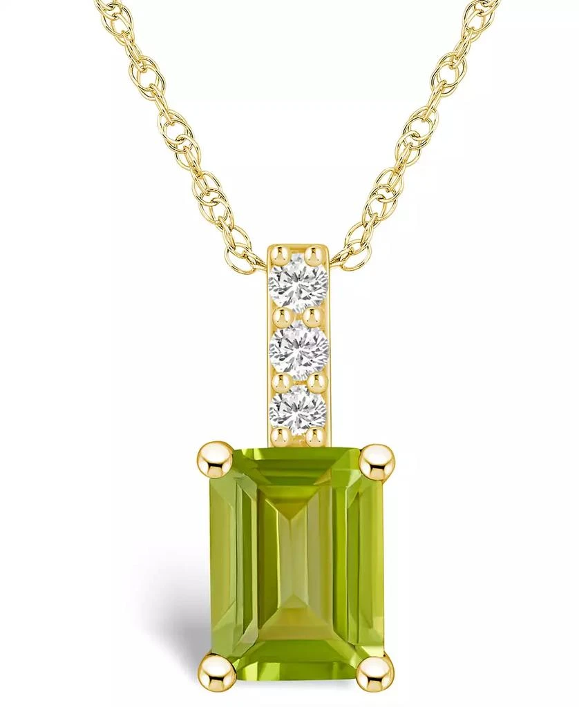 商品Macy's|Peridot (1-3/4 Ct. T.W.) and Diamond Accent Pendant Necklace in 14K Yellow Gold,价格¥3796,第1张图片