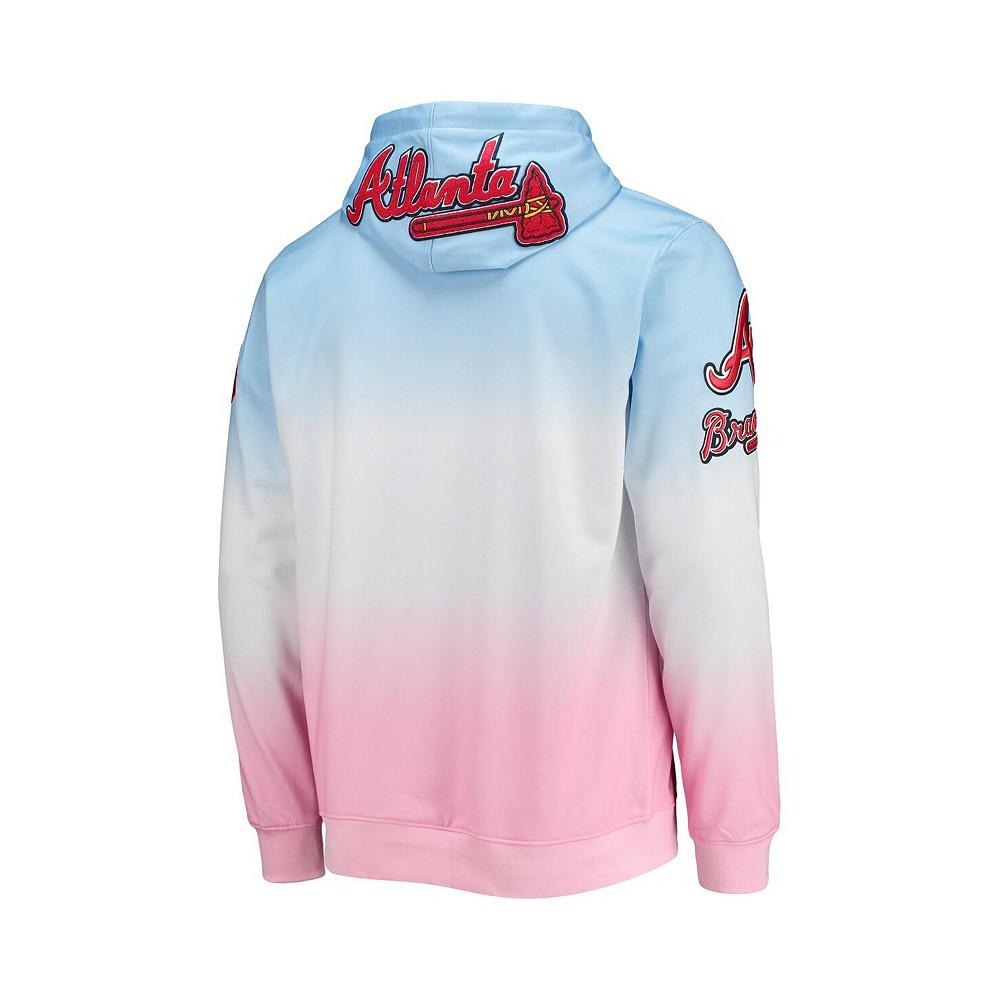 Men's Blue, Pink Atlanta Braves Ombre Pullover Hoodie商品第4张图片规格展示
