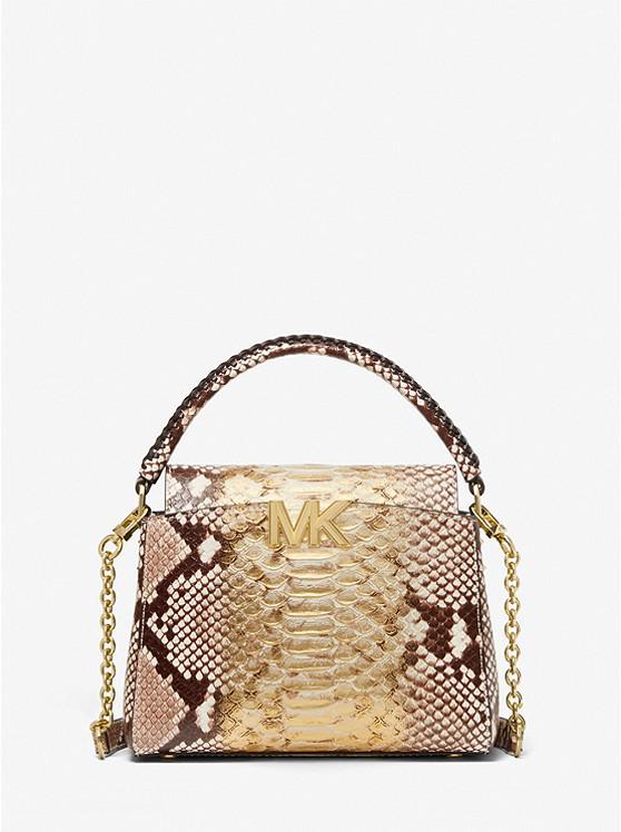 Michael Kors]Karlie Small Two-Tone Snake Embossed Leather