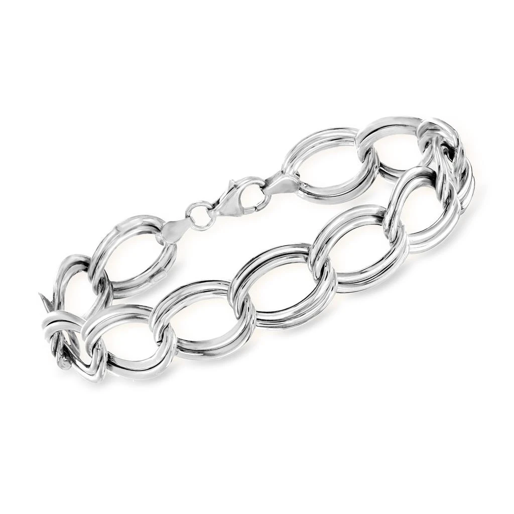 商品Ross-Simons|14kt White Gold Double-Oval Link Bracelet,价格¥4896,第1张图片