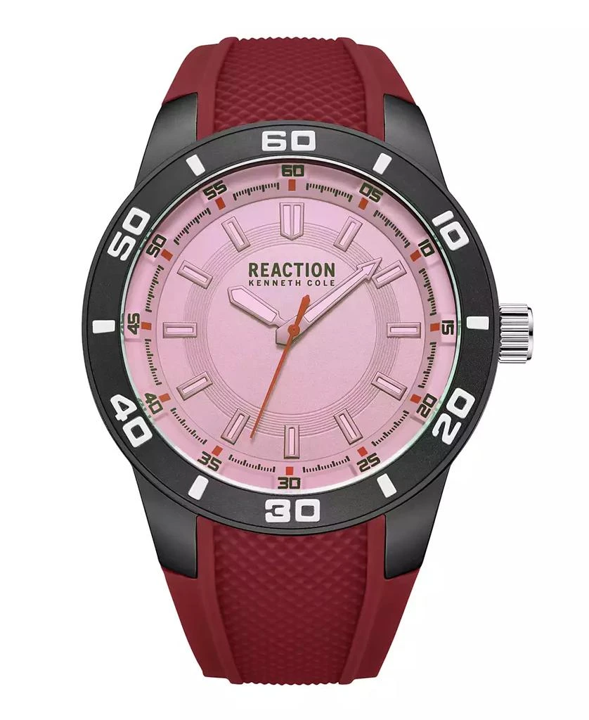 商品Kenneth Cole|Men's Sporty Three Hand Red Silicon Strap Watch, 49mm,价格¥561,第1张图片