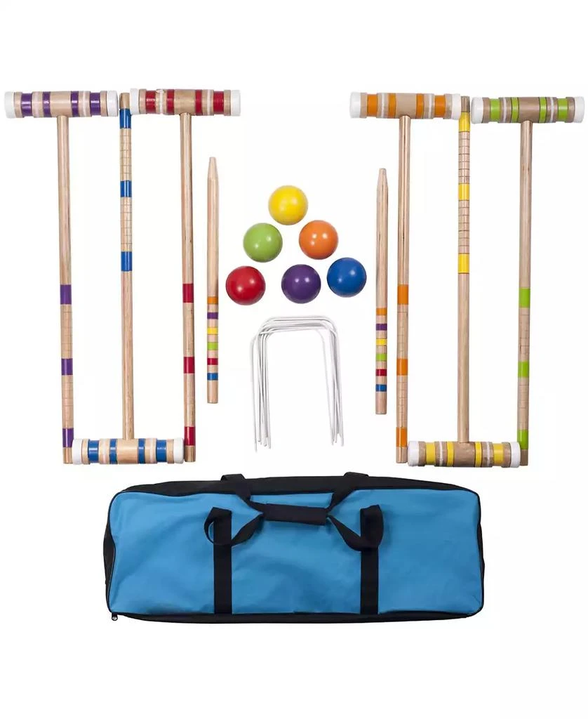 商品Trademark Global|Hey Play Croquet Set - Wooden Outdoor Deluxe Sports Set With Carrying Case - Fun Vintage Backyard Lawn Recreation Game For Kids Or Adults, 6 Players,价格¥599,第2张图片详细描述