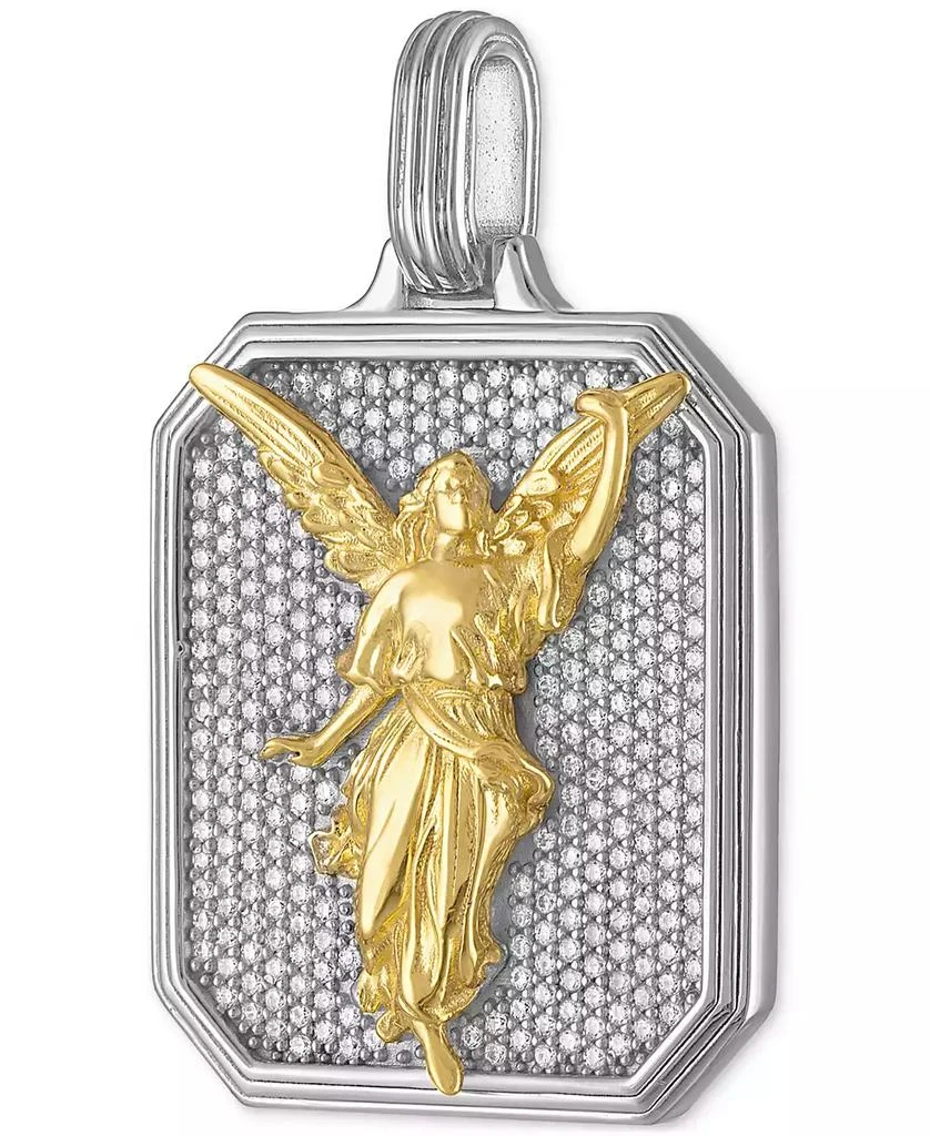 商品Esquire Men's Jewelry|Cubic Zirconia Angel Amulet Pendant in Sterling Silver and 14k Gold-Plated Silver, Created for Macy's,价格¥1078,第2张图片详细描述