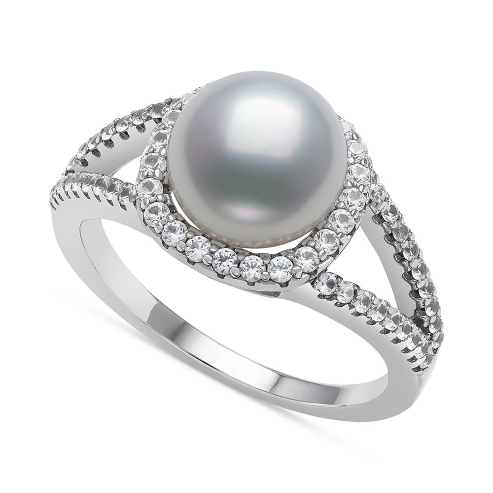 商品Belle de Mer|Cultured Freshwater Button Pearl (8mm) & Cubic Zirconia Statement Ring,价格¥415,第1张图片