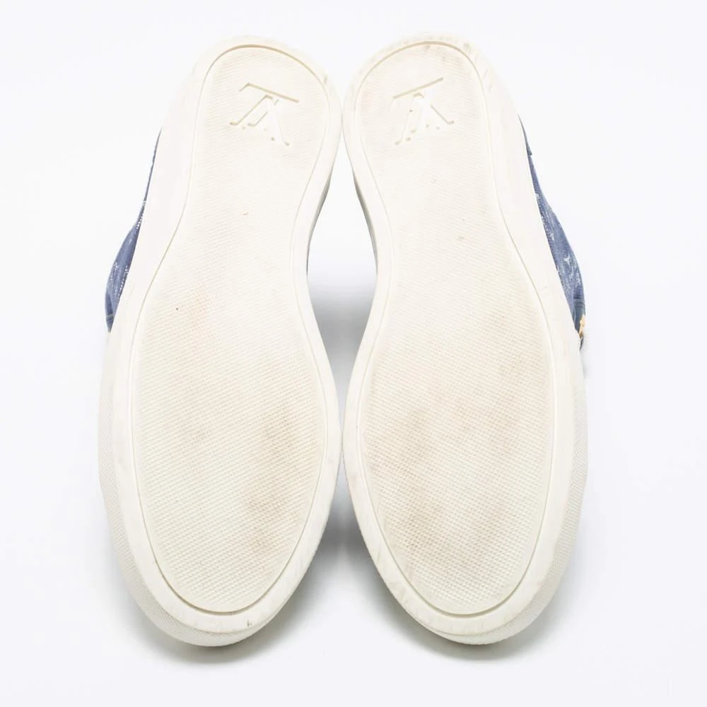Louis Vuitton Navy Blue/White Monogram Canvas, Leather and Rubber Cap-Toe Punchy High-Top Sneakers Size 37.5 商品