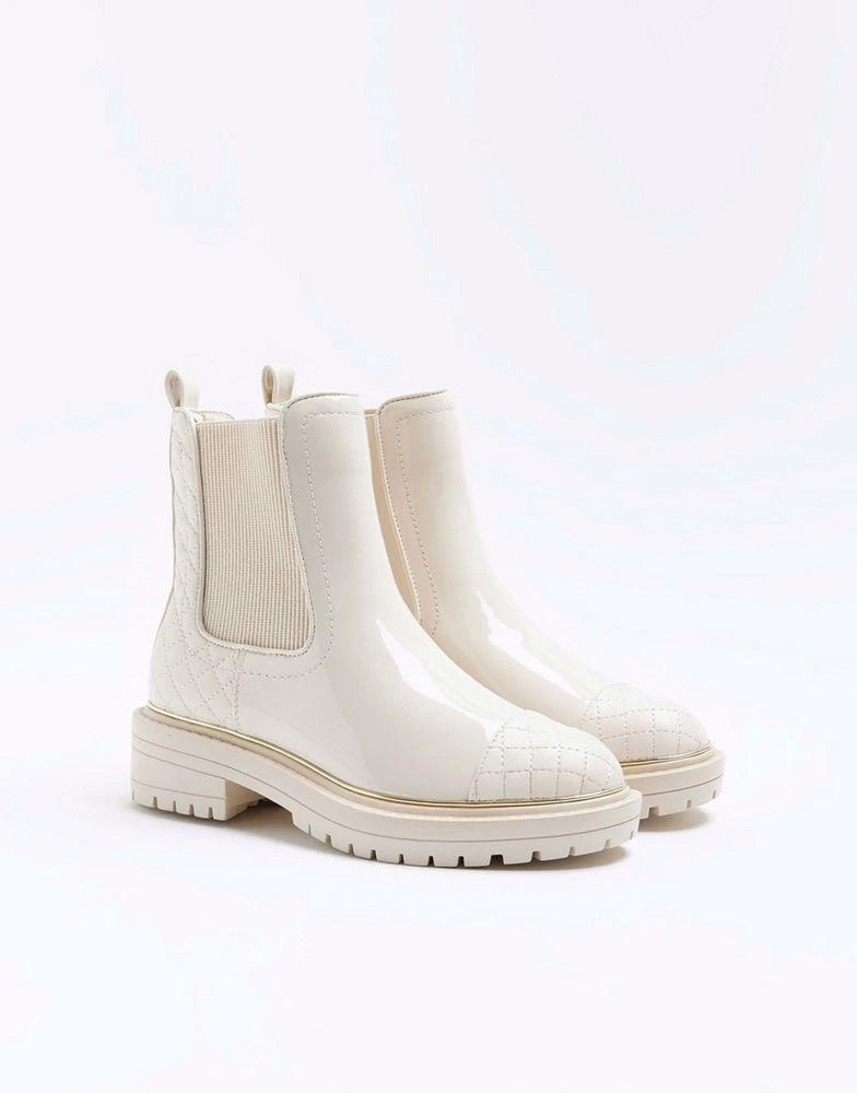 商品River Island|River Island Wide fit quilted chelsea boots in cream,价格¥436,第2张图片详细描述