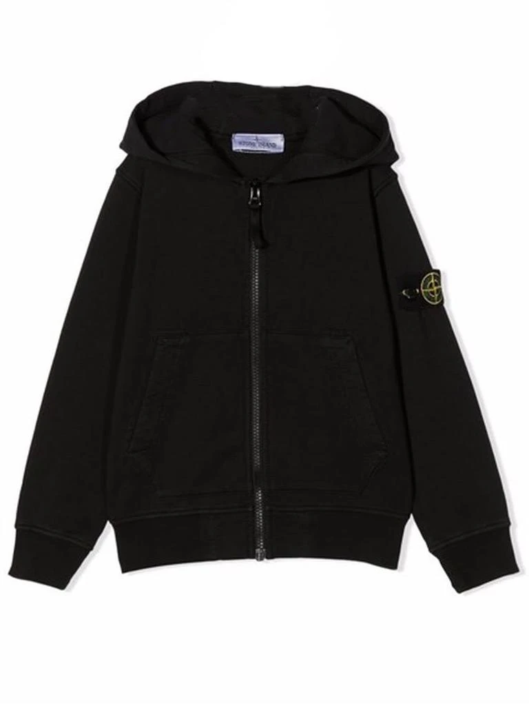 商品Stone Island Junior|Black Cotton Hoodie,价格¥1260,第1张图片