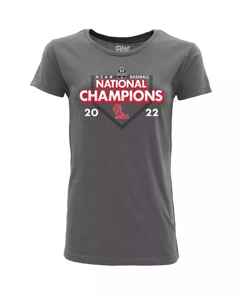 商品Blue 84|Women's Heathered Gray Ole Miss Rebels 2022 NCAA Men's Baseball College World Series Champions Schedule T-shirt,价格¥259,第2张图片详细描述
