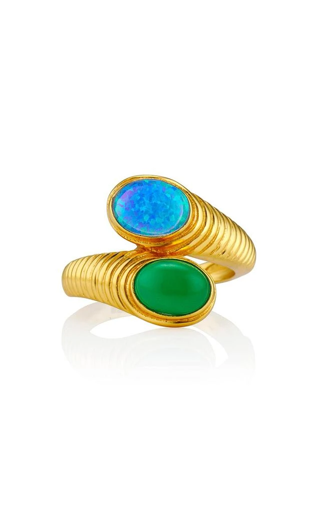 商品AUREUM|AUREUM - Sasha 24k Gold Vermeil; Onyx & Opal Ring - Gold - US 5 - Moda Operandi - Gifts For Her,价格¥856,第1张图片