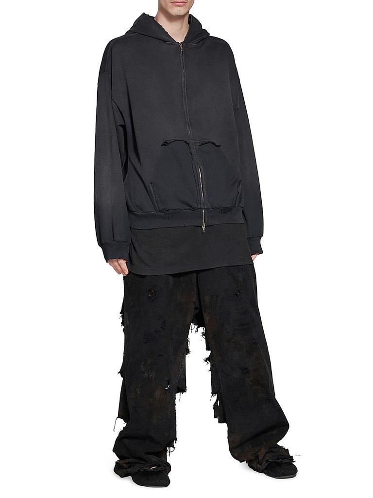 Balenciaga Tape Type Ripped Pocket Zip-Up Hoodie - Free Shipping