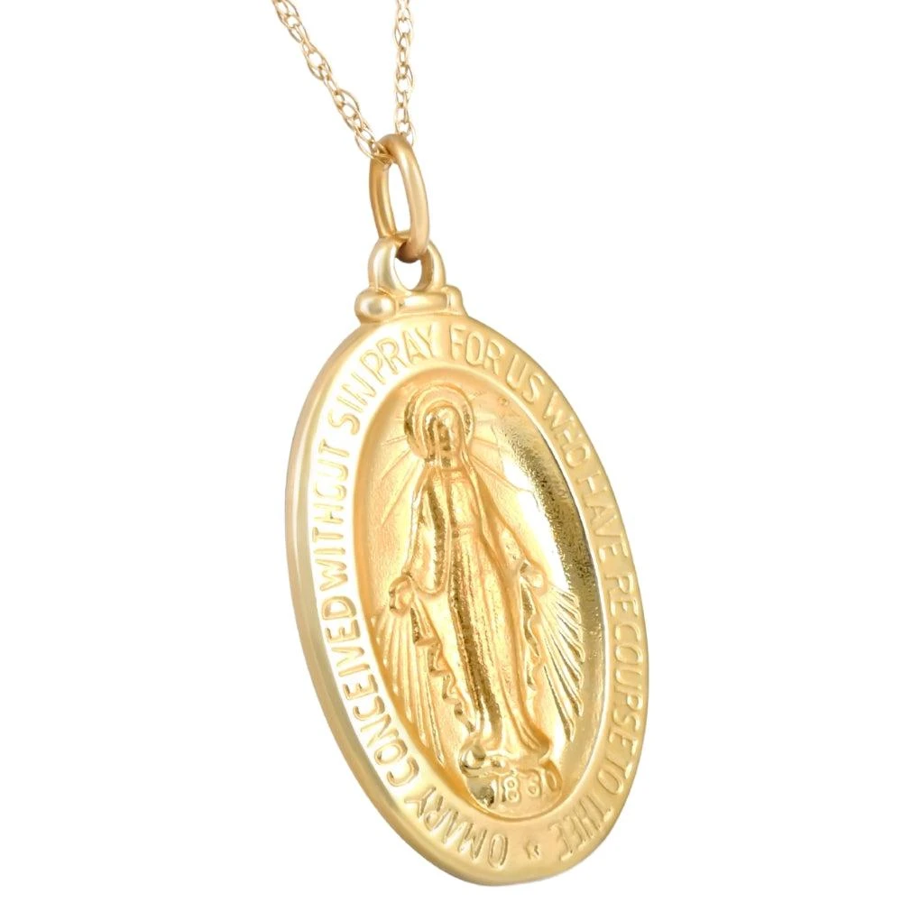 商品Pompeii3|14k Yellow Gold St. Mary Medal Pendant  1" Tall 5 Grams,价格¥4291,第2张图片详细描述