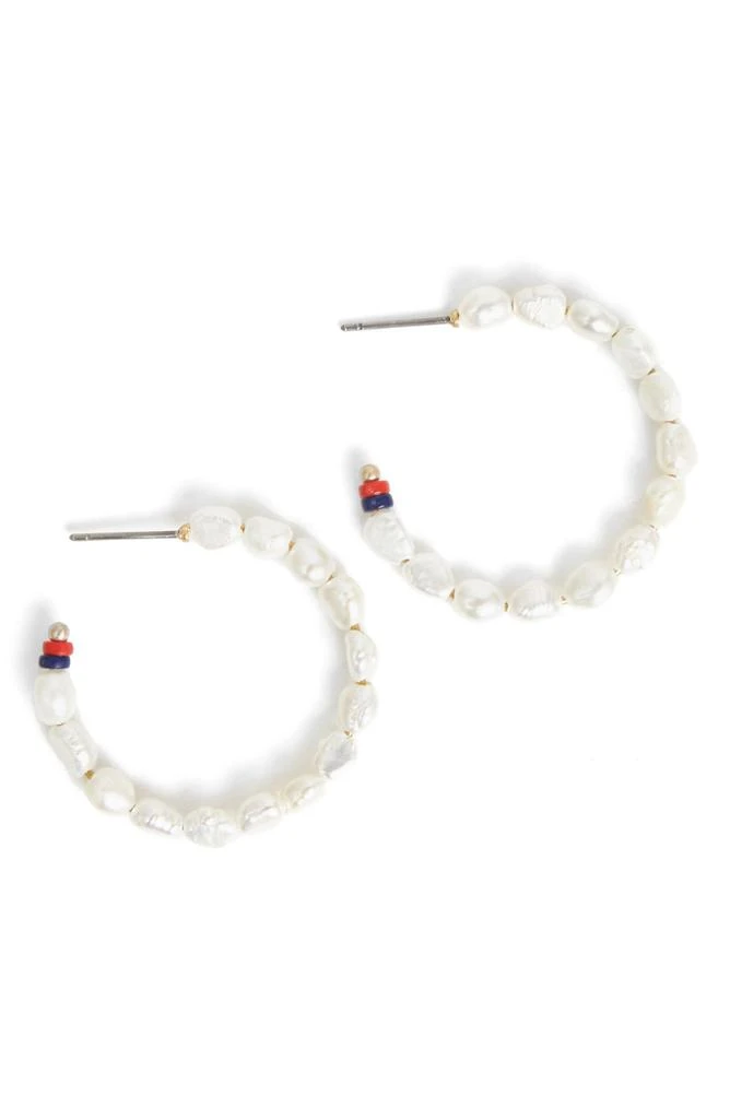 商品Clare V|5–5.5mm Freshwater Pearl Beaded Hoop Earrings,价格¥210,第1张图片