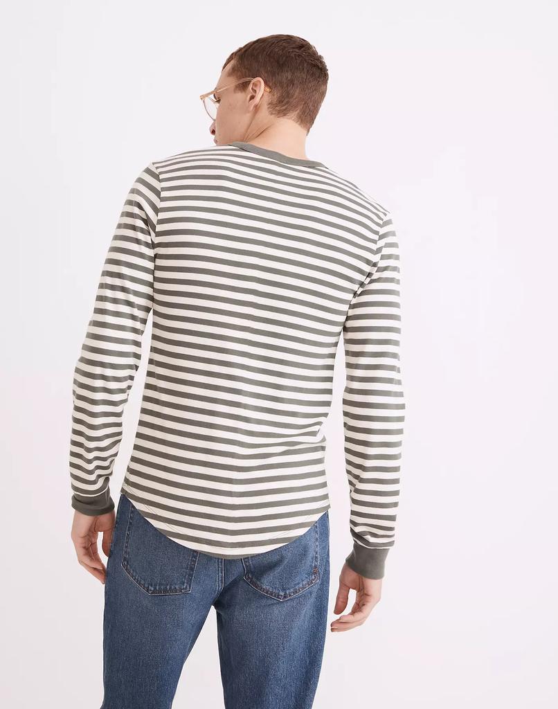 Ribbed Long-Sleeve Relaxed Tee in Stripe商品第3张图片规格展示