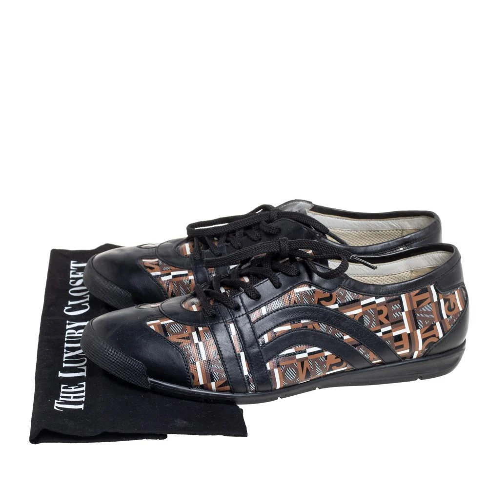 Salvatore Ferragamo Brown/Black Canvas And Leather Low Top Sneakers Size 43.5 商品