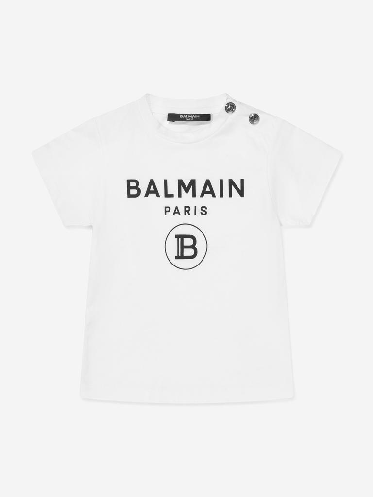 Balmain White Baby Boys Logo T-Shirt商品第1张图片规格展示