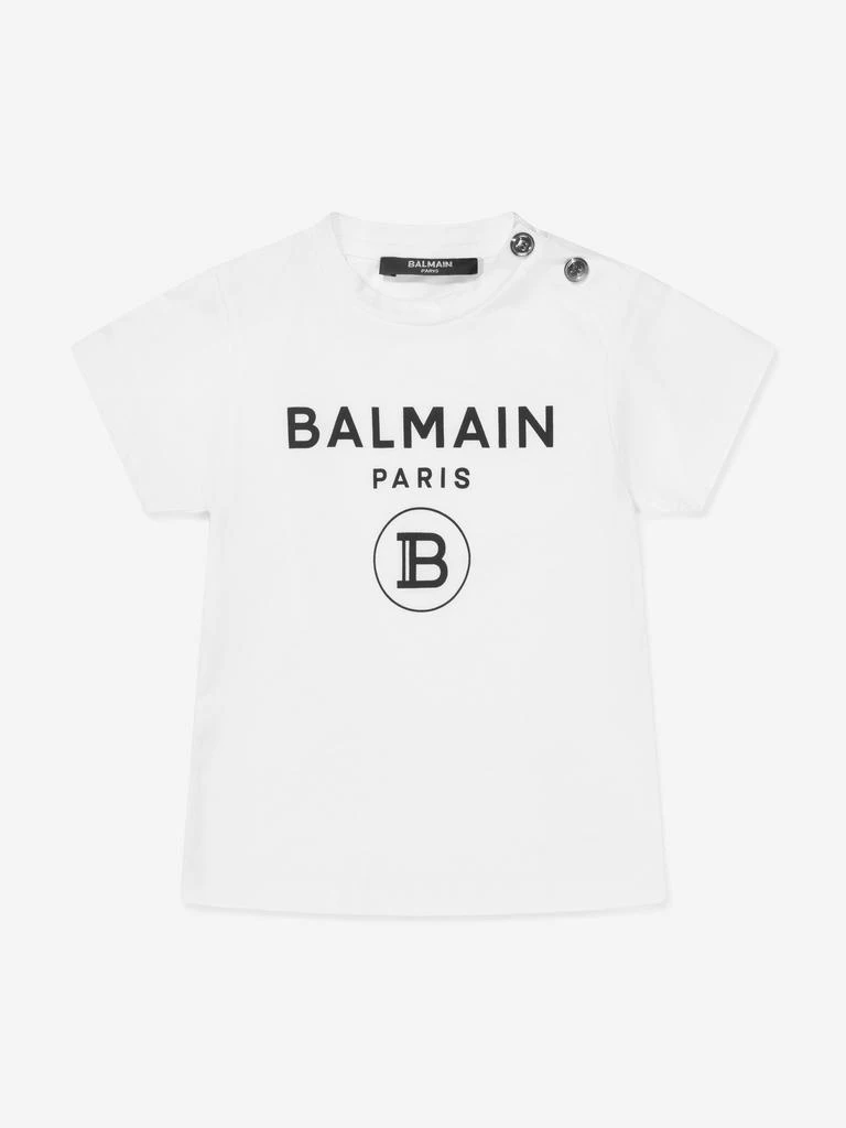 商品Balmain|Balmain White Baby Boys Logo T-Shirt,价格¥1371,第1张图片