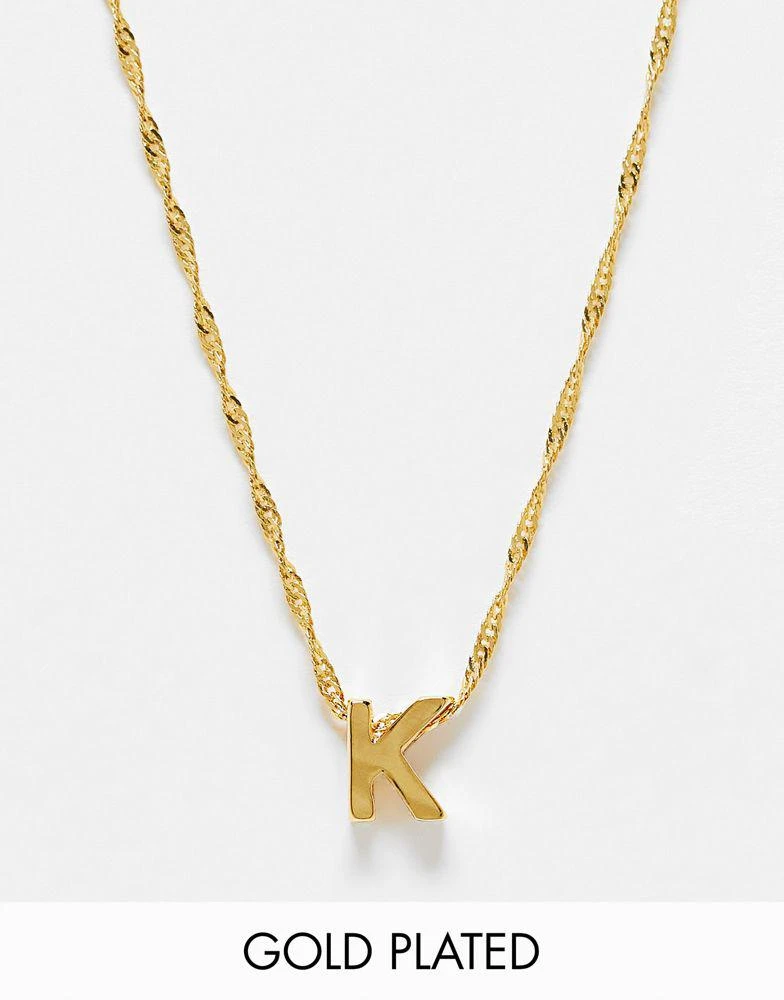 商品ASOS|ASOS DESIGN 14k gold plated necklace with simple K initial ,价格¥101,第1张图片