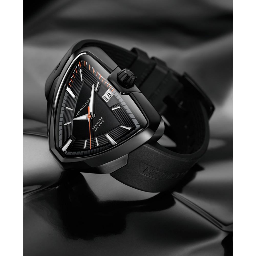 Unisex Swiss Automatic Ventura Elvis80 Black Rubber Strap Watch 43x45mm H24585331商品第5张图片规格展示