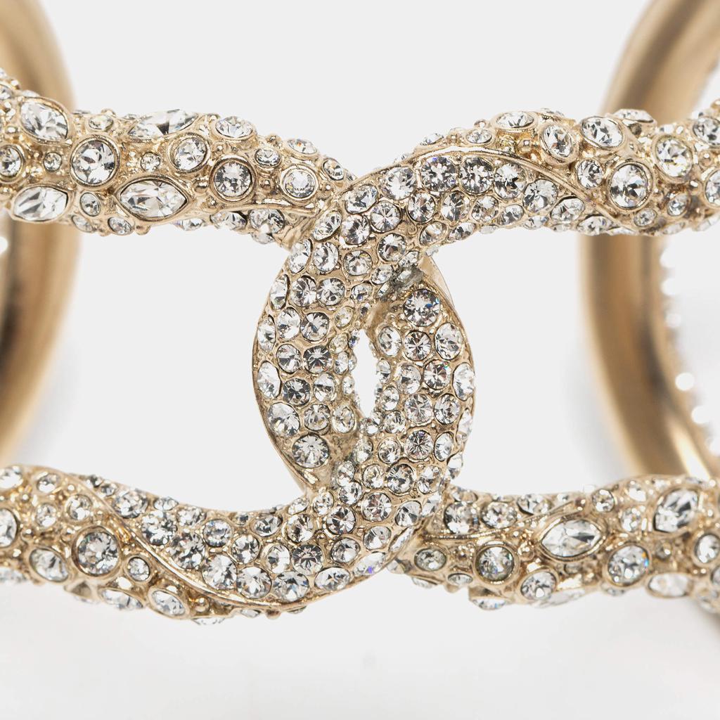 Chanel Gold Tone Crystal Open Cuff Bracelet商品第8张图片规格展示