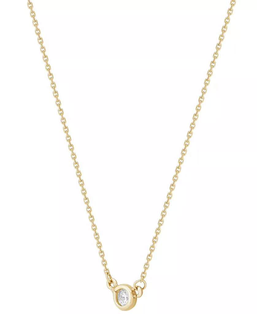 商品Macy's|Children's Cubic Zirconia Solitaire Pendant Necklace in 14k Gold, 14" + 2" extender,价格¥985,第2张图片详细描述