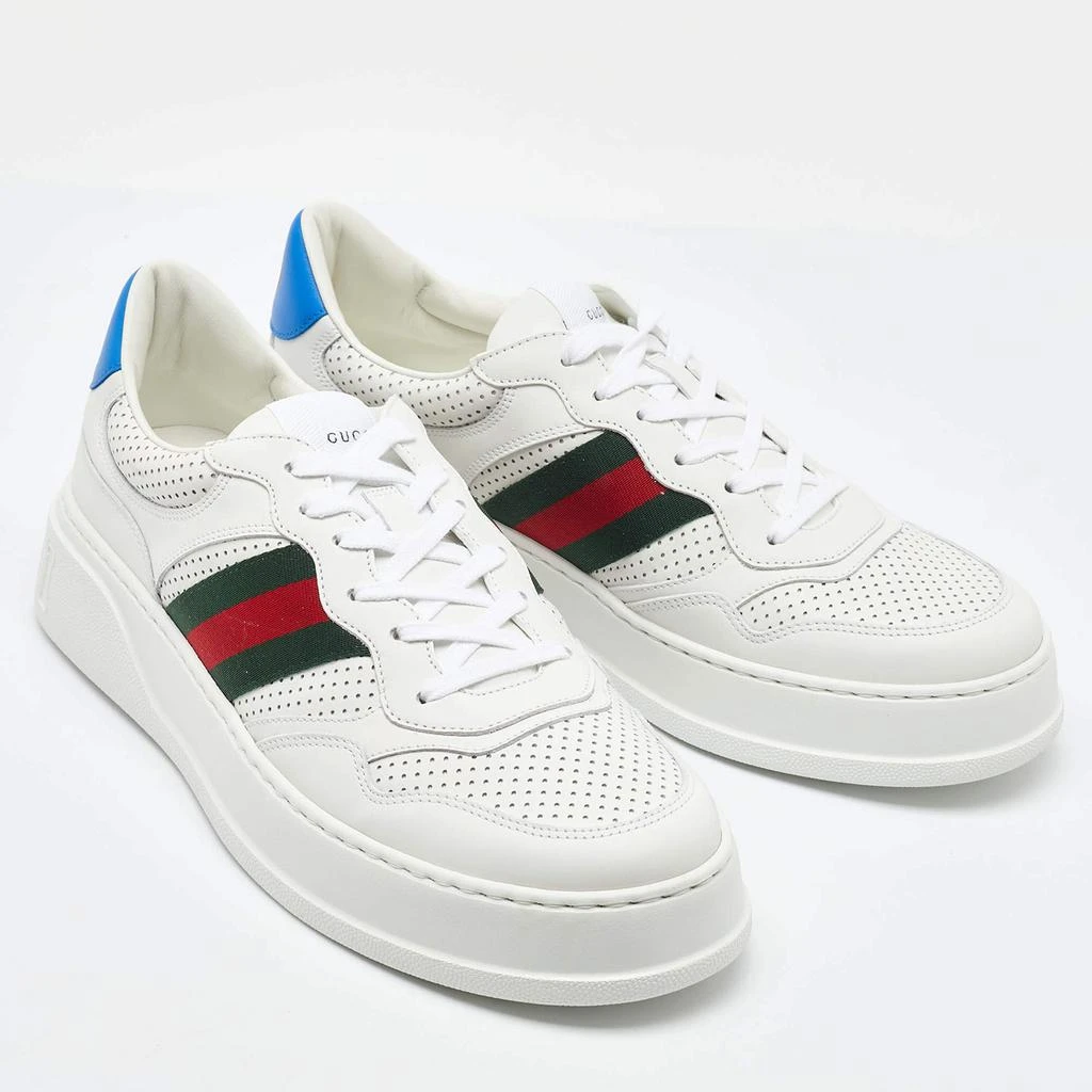商品Gucci|Gucci White Leather Web Trainer Low Top Sneakers Size 45,价格¥4536,第4张图片详细描述