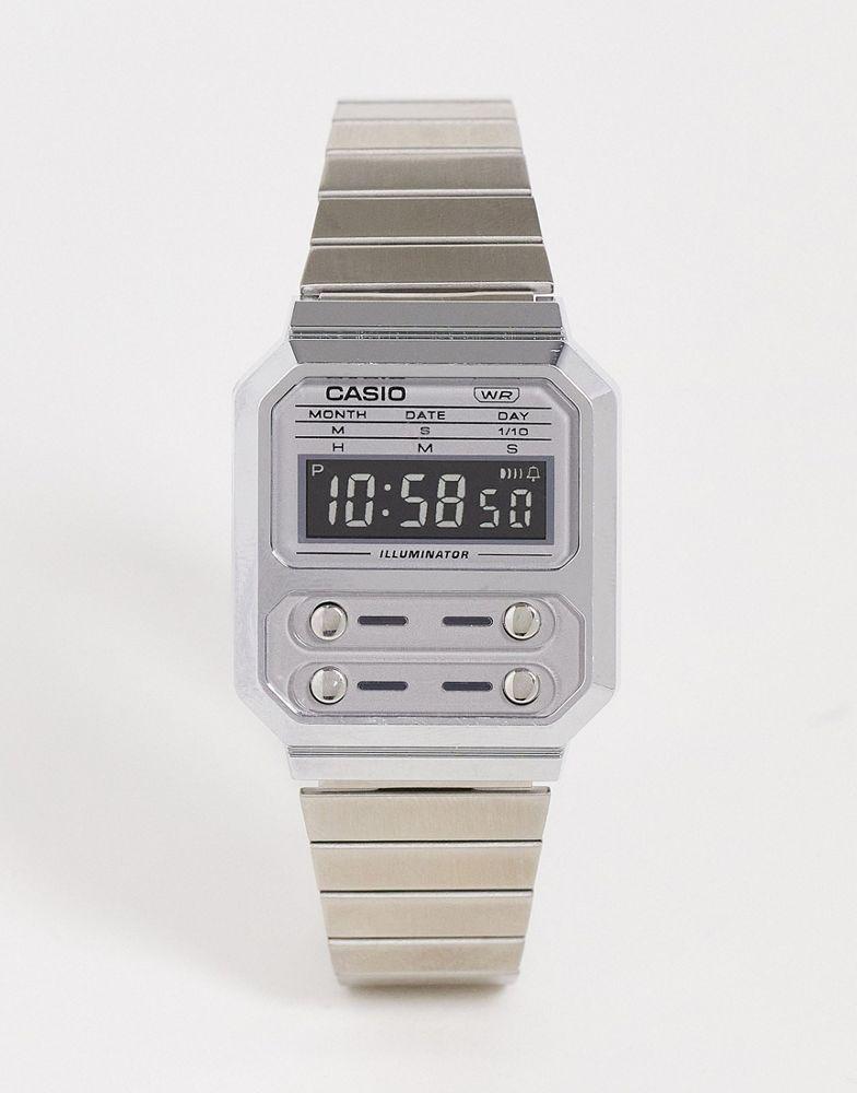 Casio unisex vintage bracelet watch in two tone silver商品第1张图片规格展示