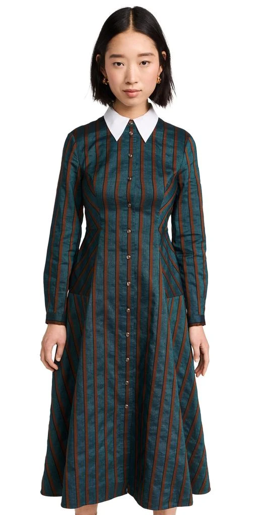 商品Tory Burch|Tory Burch 汤丽柏琦 条纹轻质帆布衬衣式连衣裙,价格¥3414,第1张图片