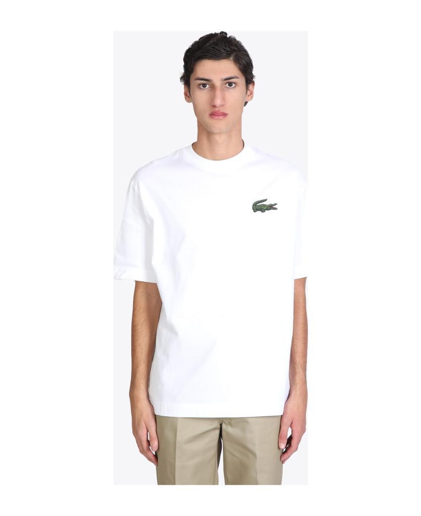 商品Lacoste|T-shirt White Cotton Oversized T-shirt With Big Crocodile Patch.,价格¥880,第1张图片