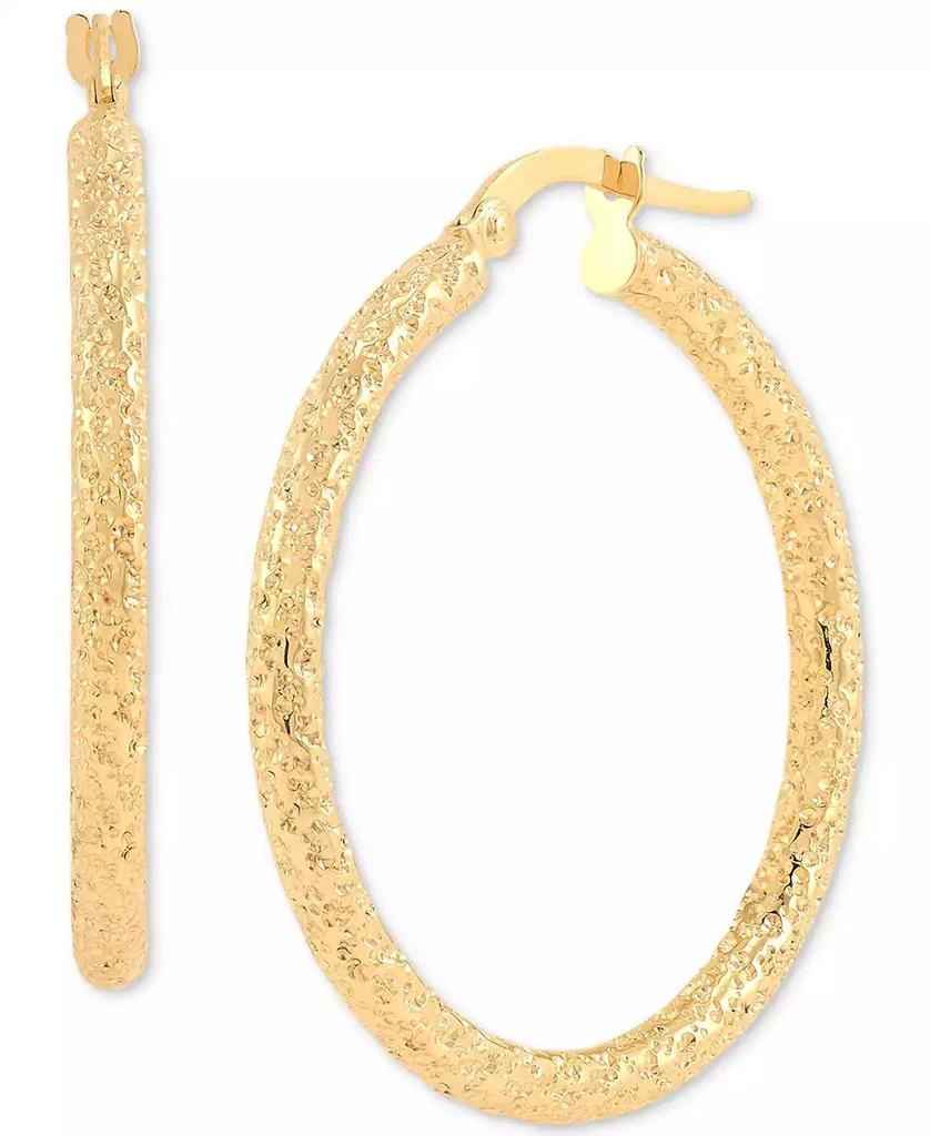 商品Italian Gold|Textured Tube Medium Hoop Earrings in 10k Gold, 1-1/8",价格¥3141,第3张图片详细描述