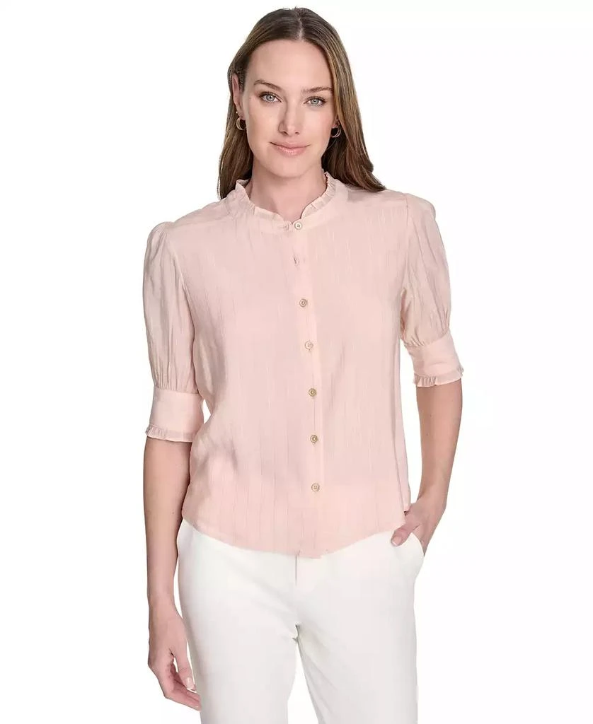 商品Tommy Hilfiger|Women's Lurex Stripe Button-Front Shirt,价格¥588,第1张图片