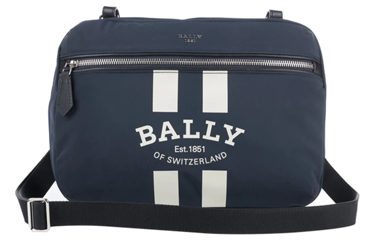 商品[国内直发] Bally|巴利 Fixie 条纹Logo印花 尼龙 背包双肩包 中号 男款 蓝色,价格¥2737,第6张图片详细描述