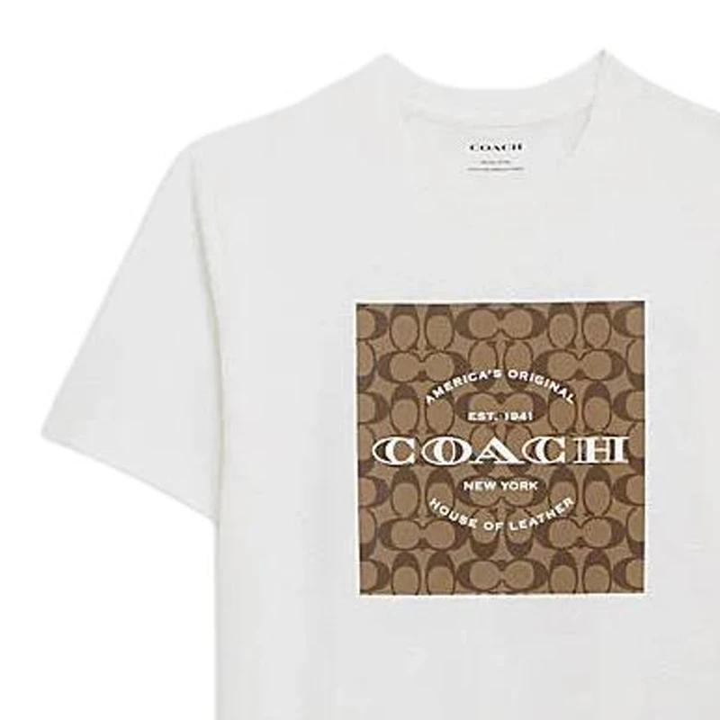 商品[国内直发] Coach|蔻驰 SS24 字母印花圆领套头短袖T恤 男款 白色,价格¥891,第6张图片详细描述