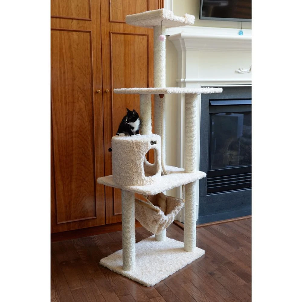 商品Macy's|70" Real Wood, Ultra Thick Faux Fur Covered Cat Condo,价格¥2073,第3张图片详细描述