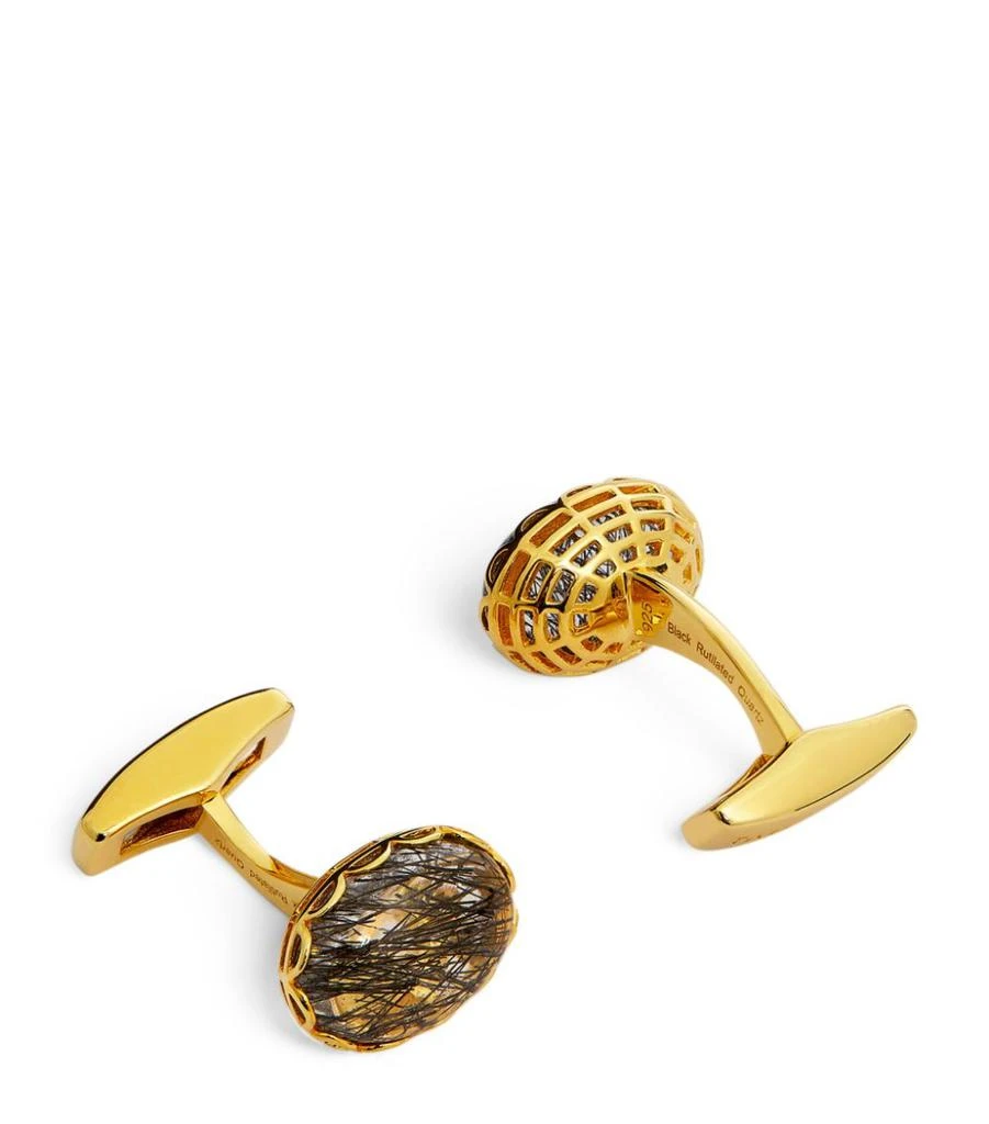 商品Tateossian|CUFFLINKS BLACK RUTILATED QUARTZ,价格¥5993,第1张图片