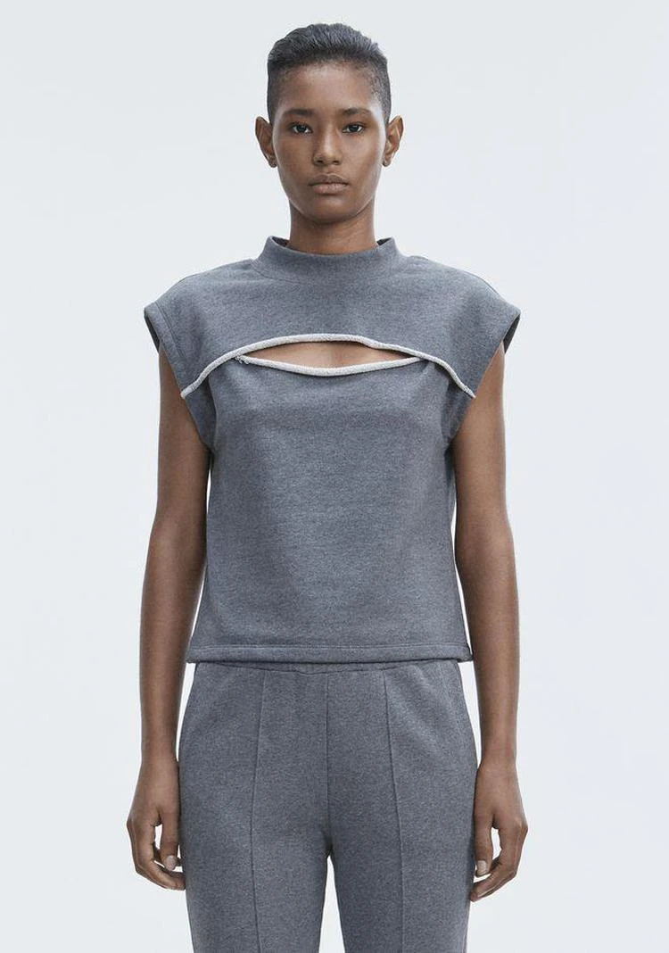 商品Alexander Wang|SLIT-FRONT SHORT SLEEVE SWEATSHIRT,价格¥829,第3张图片详细描述