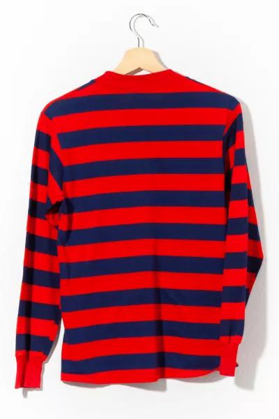 Vintage 1970s Red Navy Blue Striped Long Sleeve T-Shirt商品第2张图片规格展示