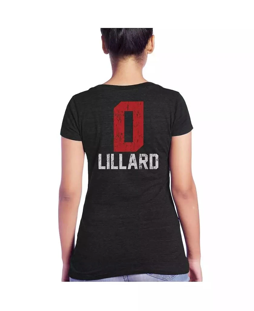 商品Majestic|Women's Threads Damian Lillard Black Portland Trail Blazers Name & Number Tri-Blend V-Neck T-shirt,价格¥297,第4张图片详细描述