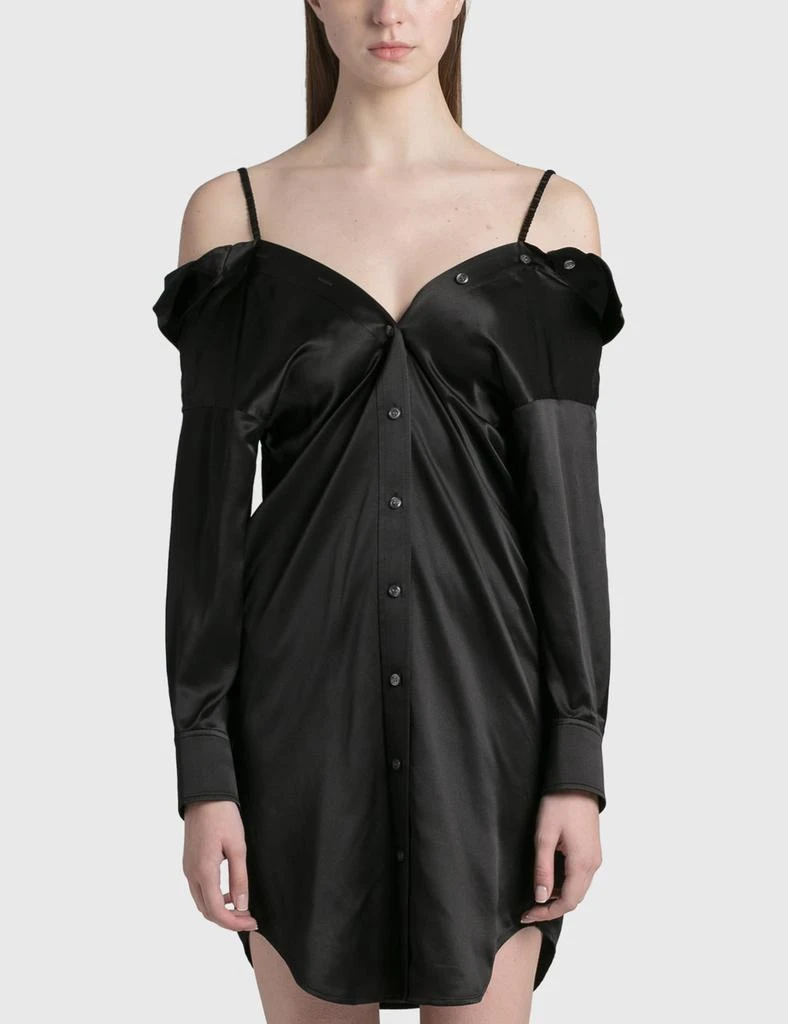 商品Alexander Wang|Off The Shoulder Shirt Dress With Scrunchie Strap,价格¥1372,第1张图片