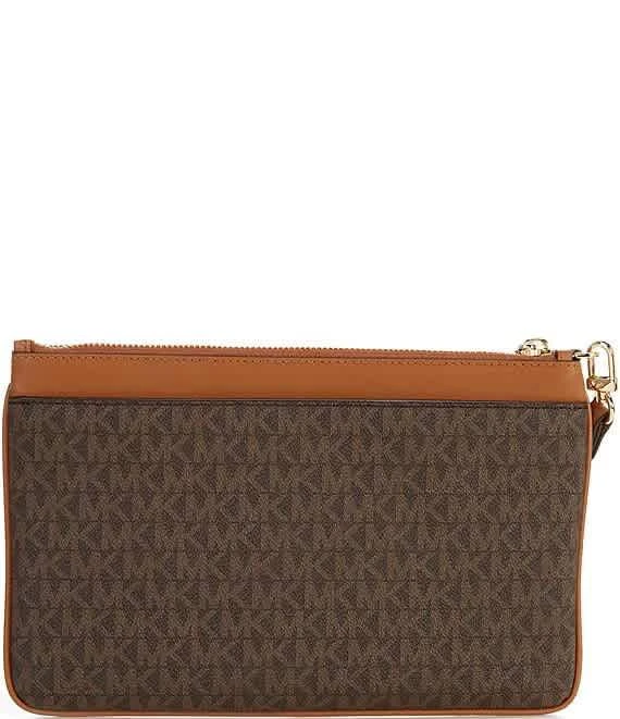 商品Michael Kors|Michael Kors Ladies Brown Jet Set Charm Large Signature Logo Semi Lux Top Zip Wristlet,价格¥595,第2张图片详细描述