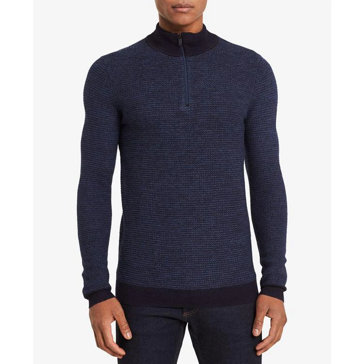 商品Calvin Klein|Men's Classic Merino Wool Quarter-Zip Sweater,价格¥180,第2张图片详细描述