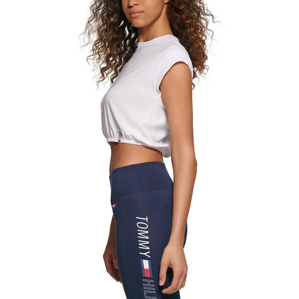 商品Tommy Hilfiger|Women's Logo-Tab Cropped Cap-Sleeve T-Shirt,价格¥75,第3张图片详细描述