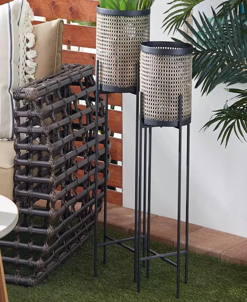 Gold-Tone Metal Indoor Outdoor Planter with Removable Stand Set of 2 商品