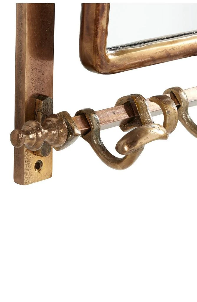商品WILLOW ROW|Brown Bathroom Wall Rack with Hooks & Rectangular Mirror,价格¥995,第4张图片详细描述