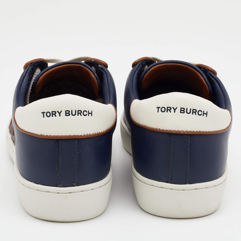 Tory Burch Navy Blue Leather Chance Low Top Sneakers Size 37.5商品第5张图片规格展示