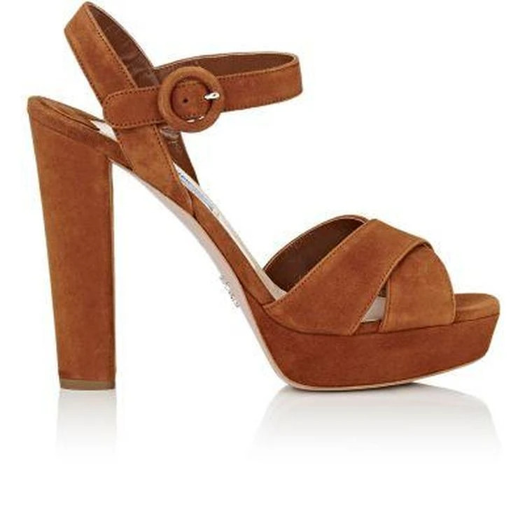 商品Prada|Suede Ankle-Strap Platform Sandals,价格¥2224,第1张图片