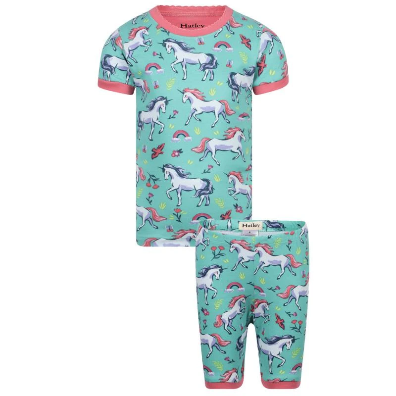 商品Hatley|Unicorn party organic pajama set in turquoise,价格¥402,第1张图片